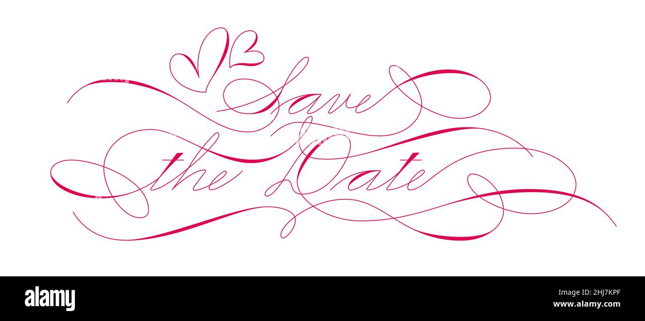 Save the Date Moderne Kalligraphie auf Weiß isoliert Stock Vektor