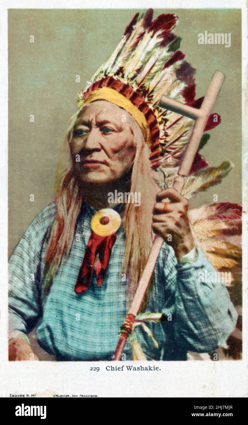 Antikes und vintage Foto - indianer / Indianer Häuptling Washakie - Mitchell, Edward H., Verlag c 1900. Stockfoto