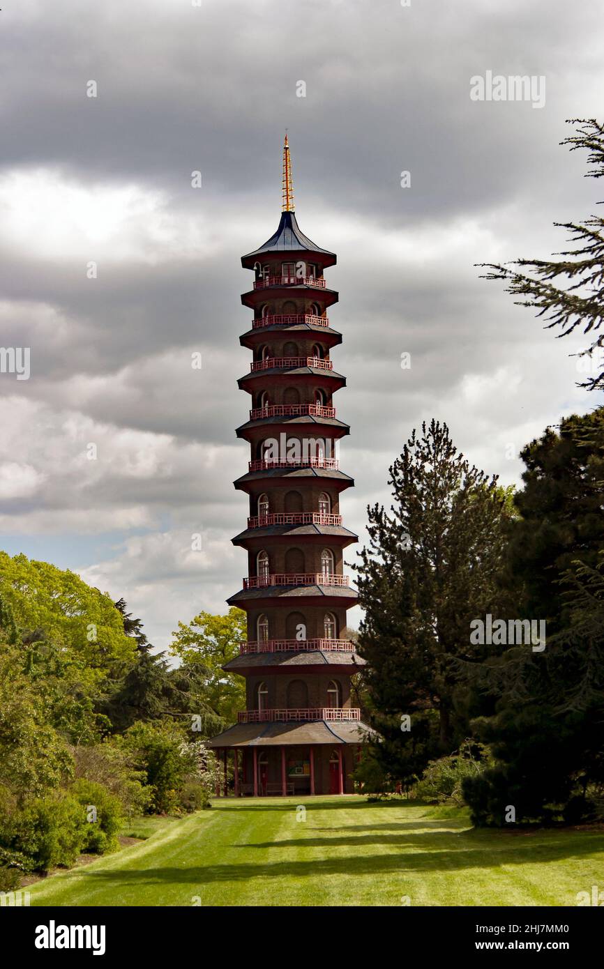 Die große chinesische Pagode, im Royal Botanic Gardens, Kew. Stockfoto
