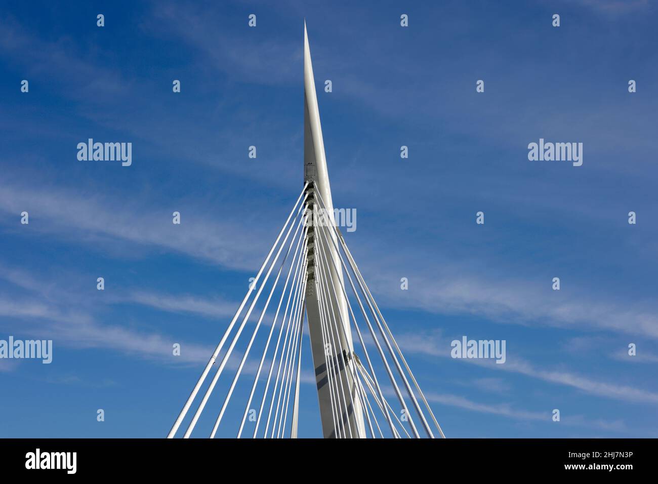 Esplanade Riel, eine Fußgängerbrücke in Windipeg, Manitoba Stockfoto
