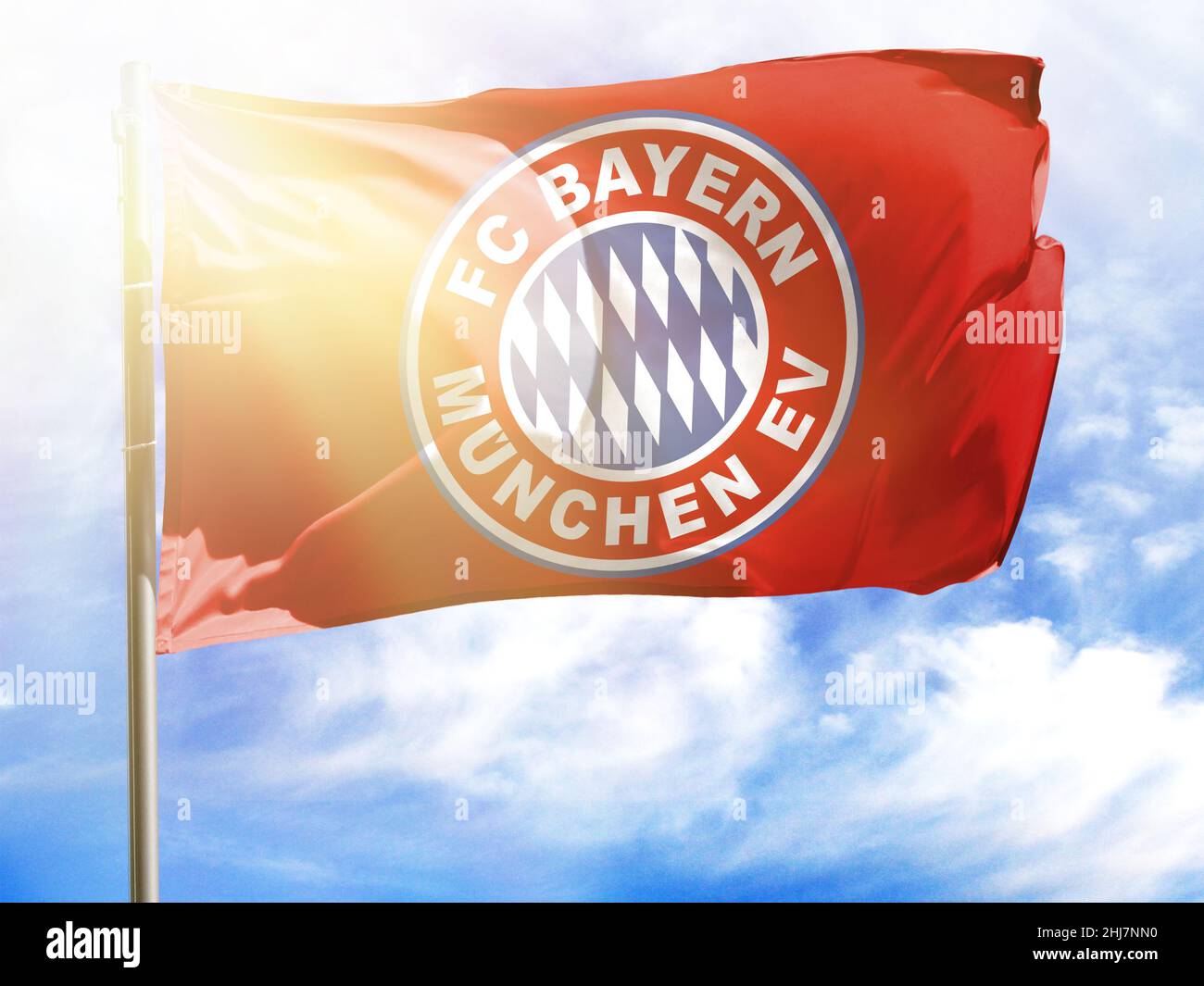 Fahnenmast mit Flagge des FC Bayern München Stockfotografie - Alamy