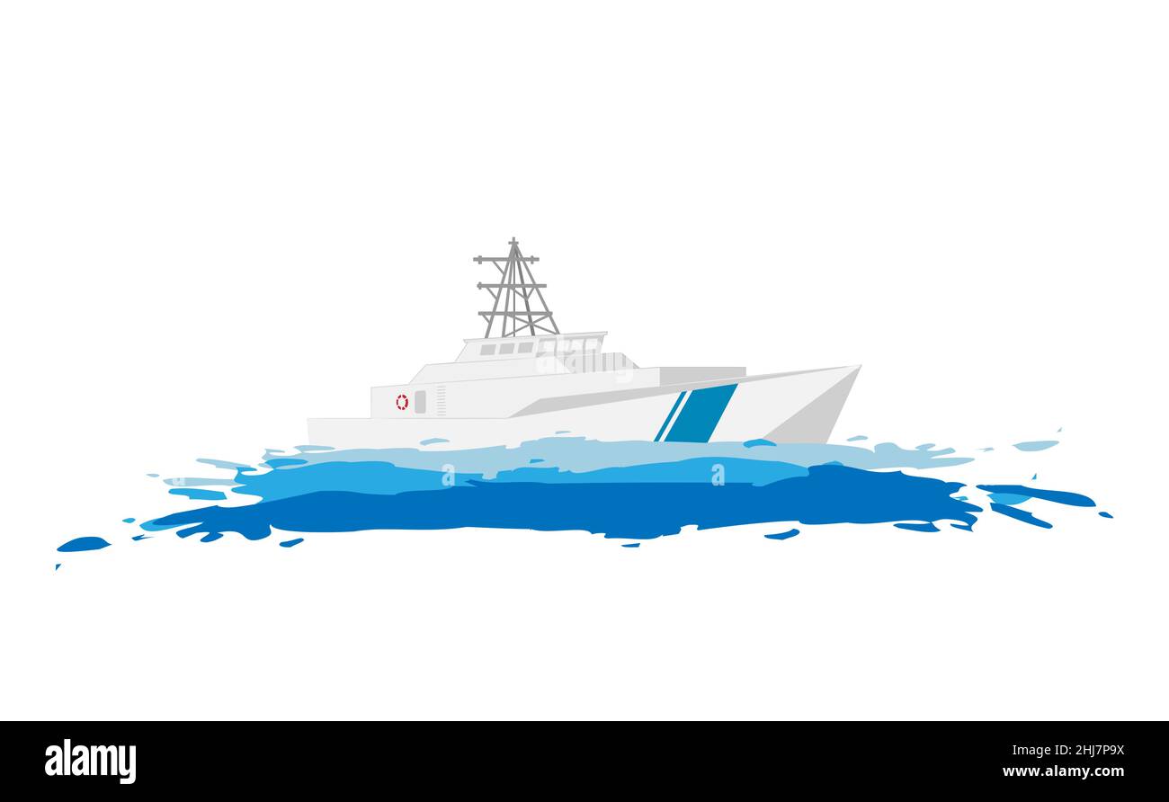 Marine Patrol Boot, Karte, Banner, Hintergrunddesign. EPS 10. Stock Vektor