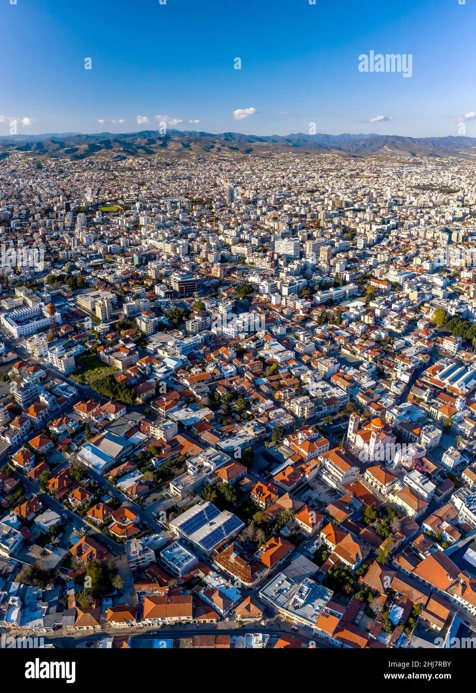 Panorama-Luftaufnahme des historischen Zentrums von Limassol, Zypern Stockfoto