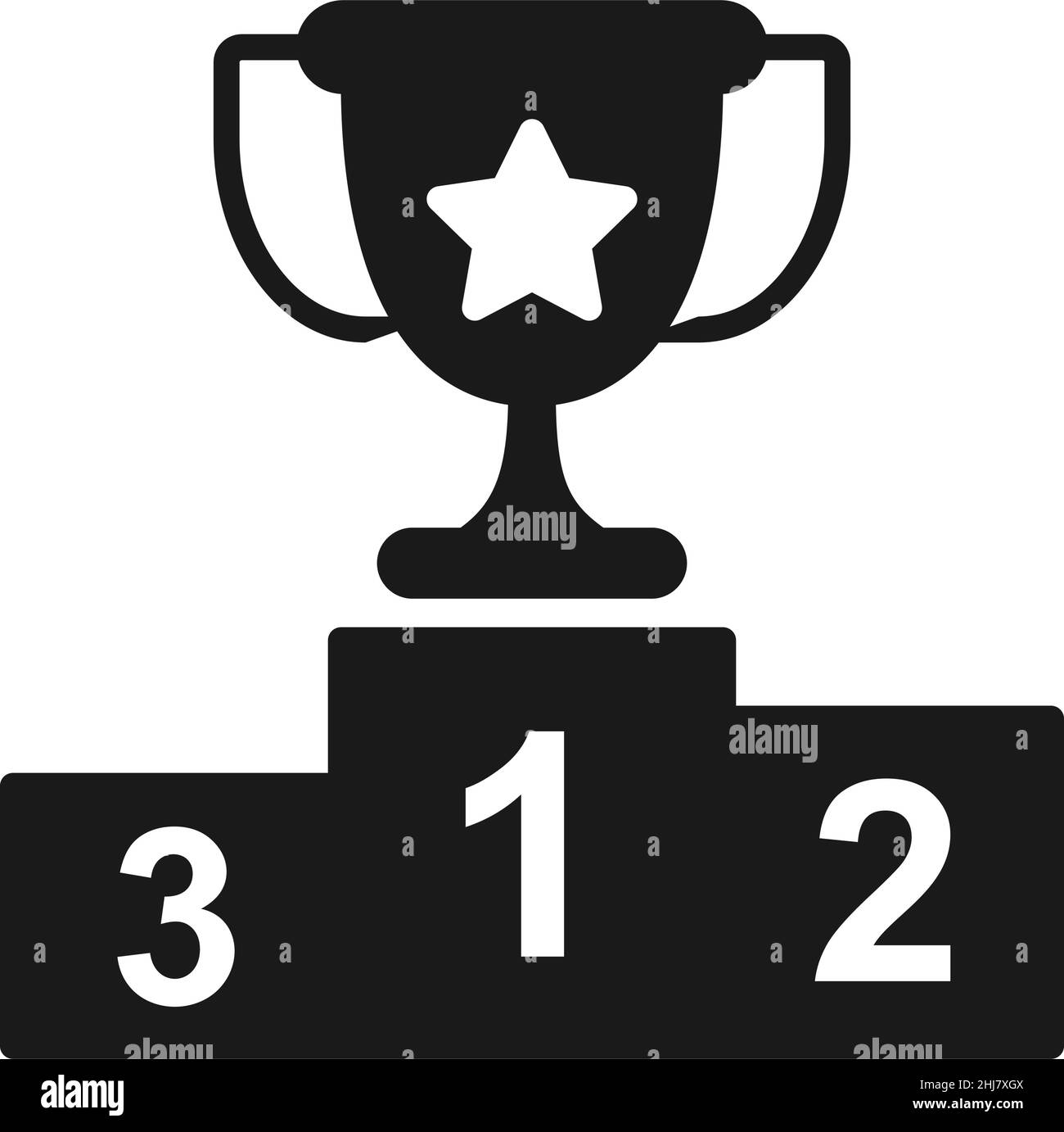 Schwarz-Weiß-Prämientasse mit dem ersten Platz. Vektorgrafik Website oder Anwendung Dekor. Stock Vektor