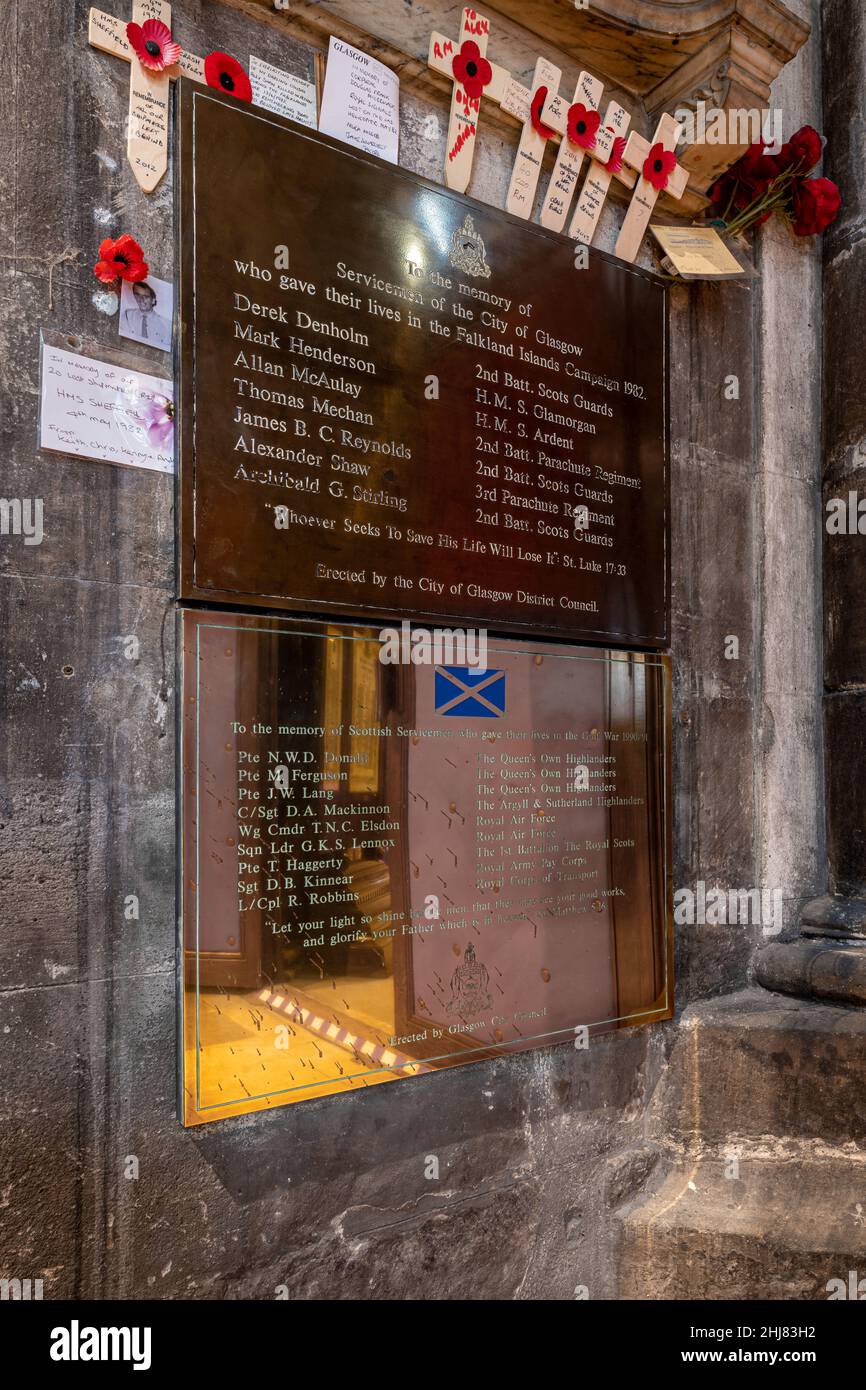 Das war Memorial in der Glasgow Cathedral, Glasgow, Schottland Stockfoto