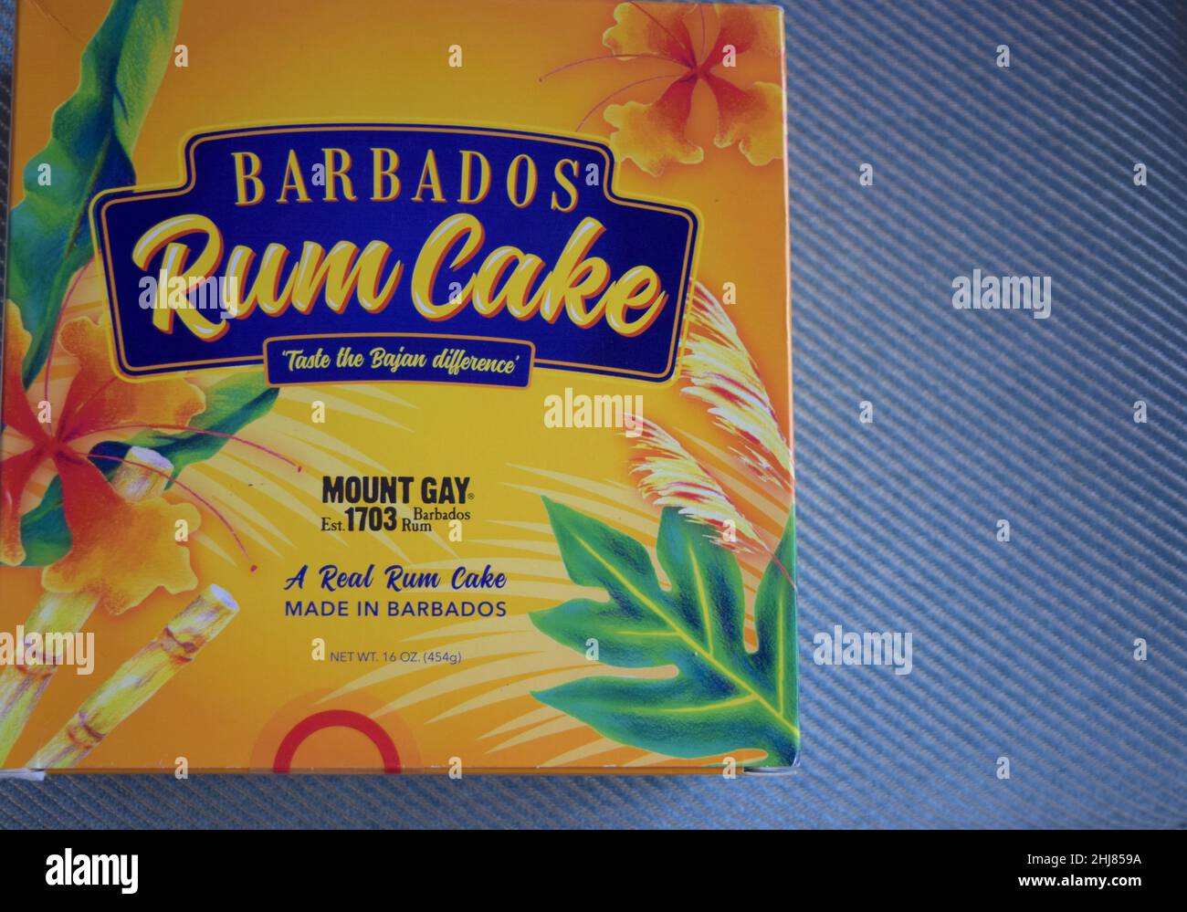 Barbados Rum Kuchen helle Verpackung. Stockfoto