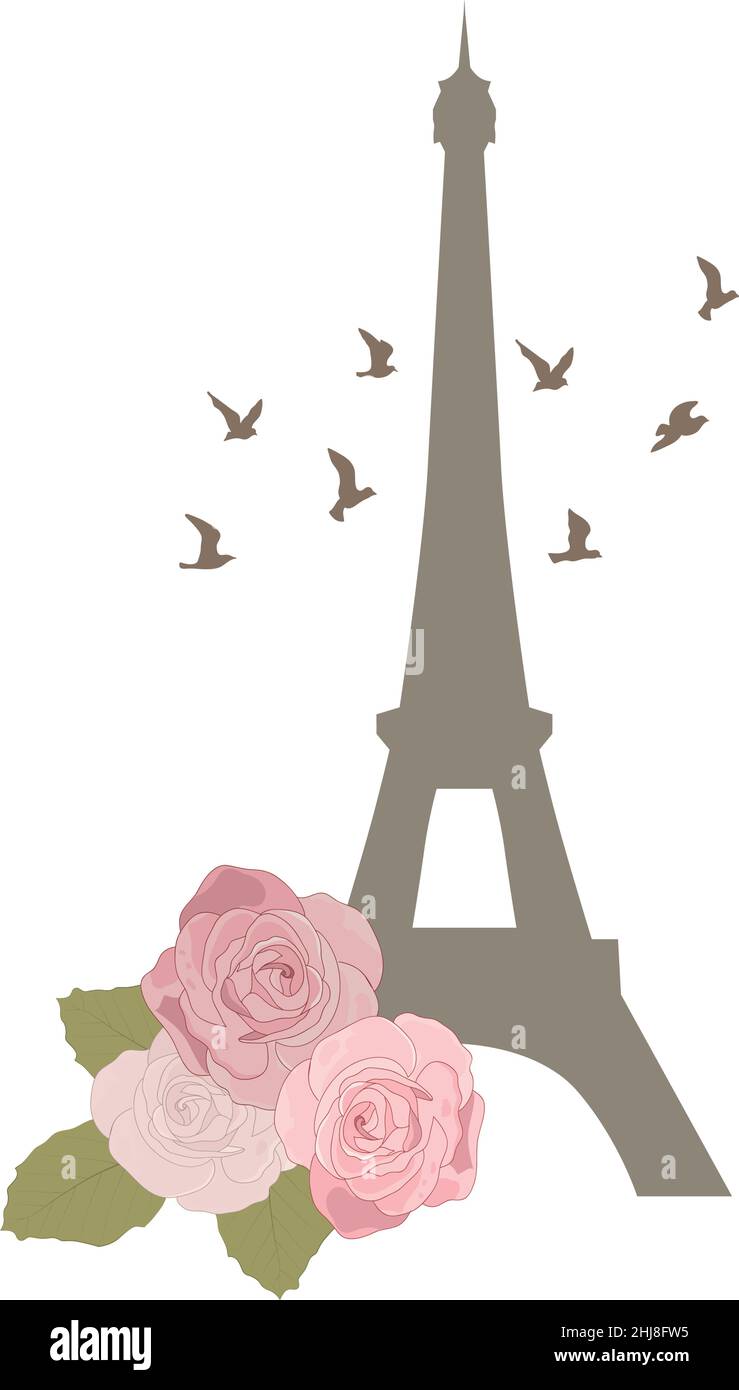 Eiffelturm und Rosen Stock Vektor