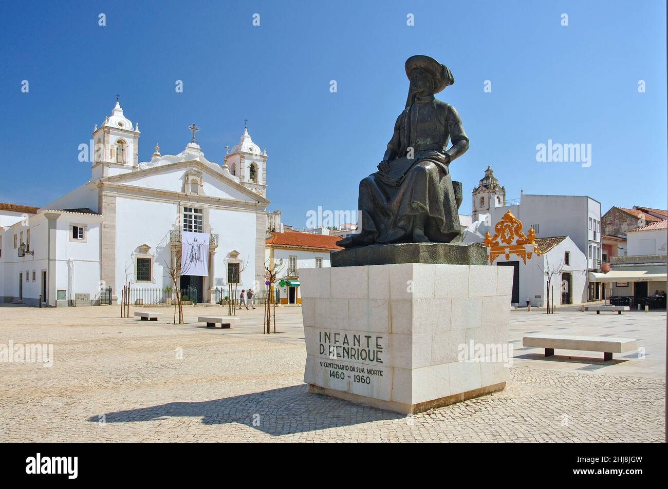 Infante D' Henrique Statue, Praca da Republica, Lagos, Algarve, Portugal Stockfoto