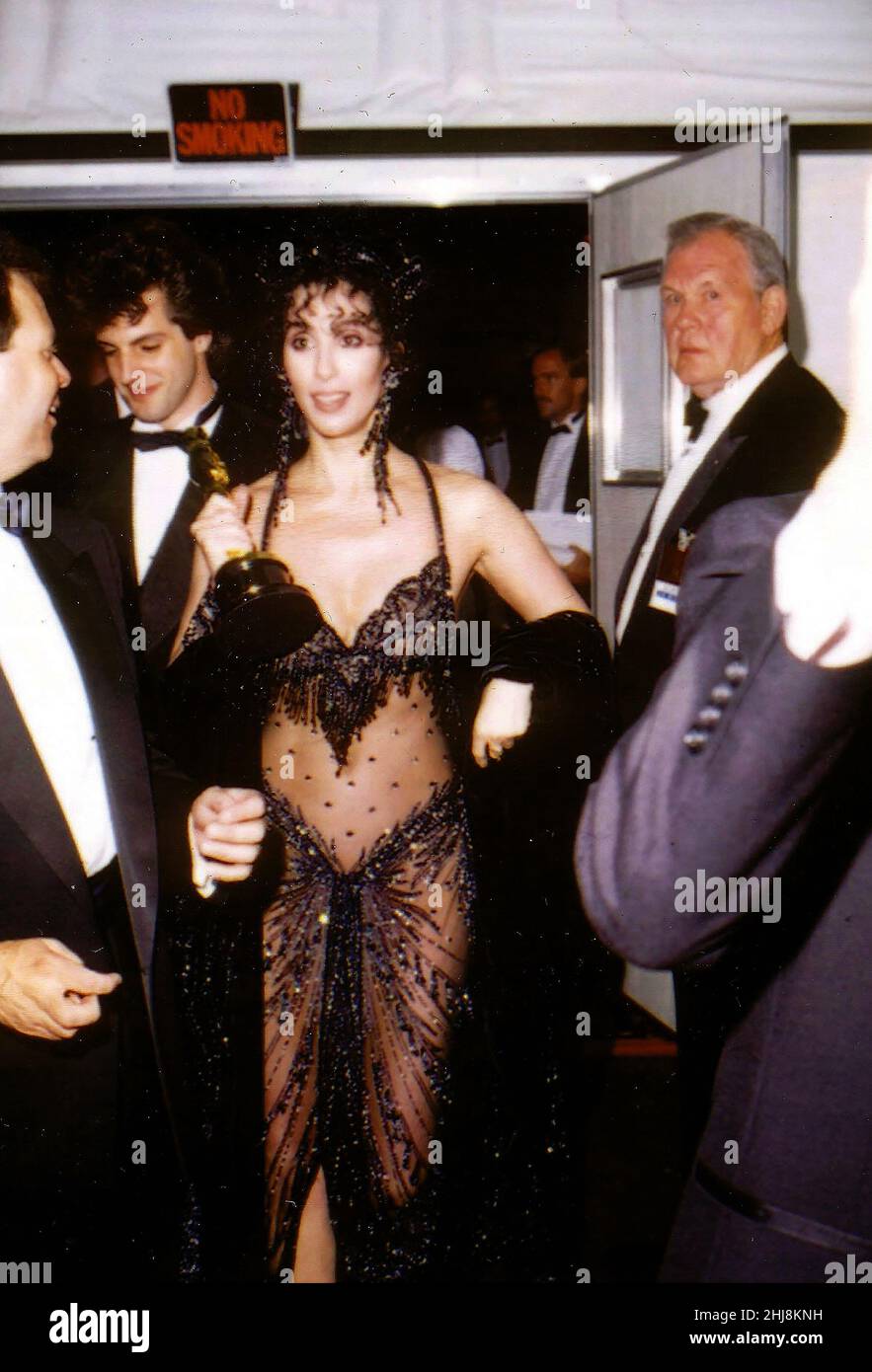 Cher bei den Academy Awards für die beste Schauspielerin für Moonstruck, 1988. Kredit: Ron Wolfson / Rock Negative / MediaPunch Stockfoto