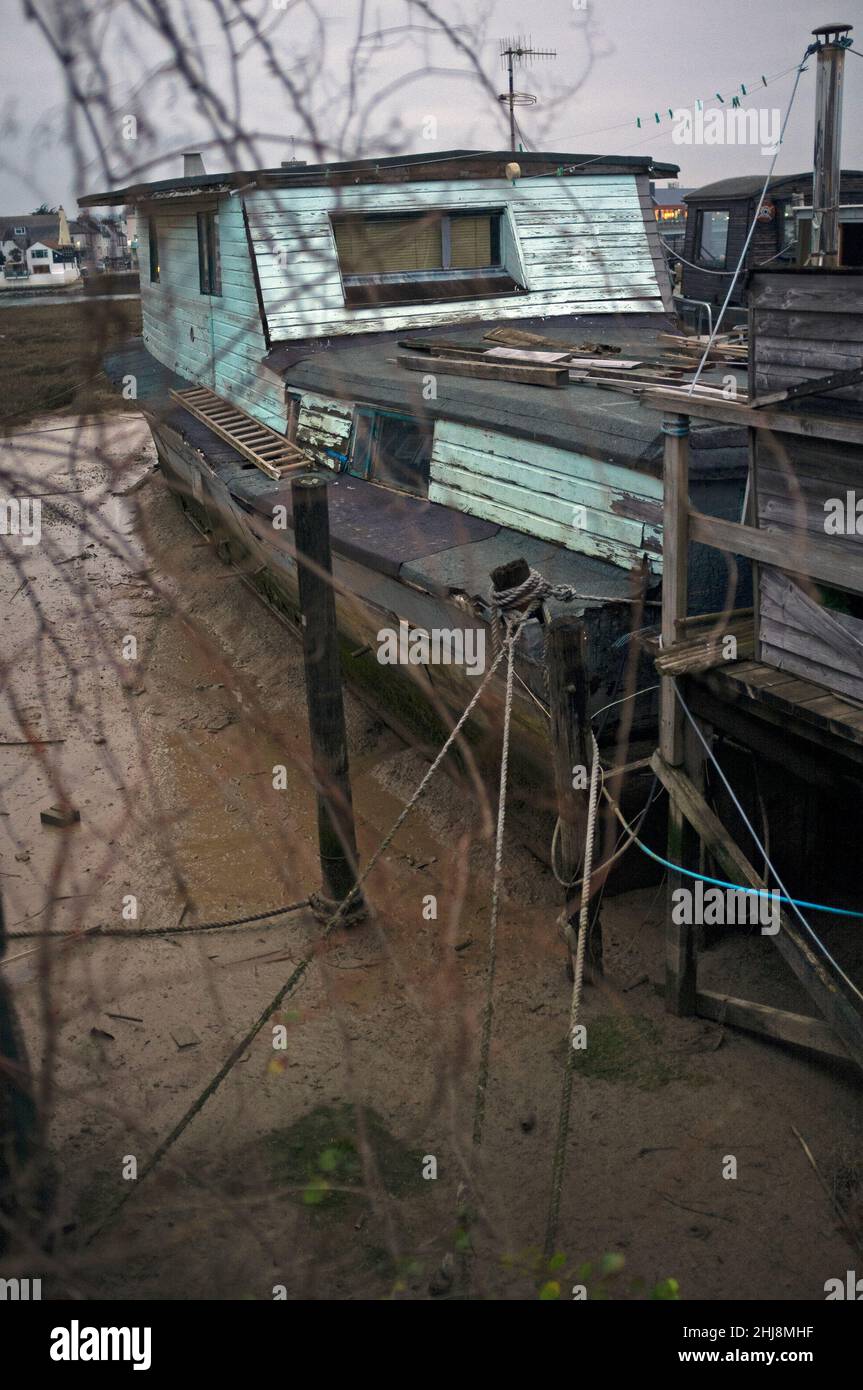 Die Hausbootgemeinschaft in Shoreham-by-Sea, England Stockfoto