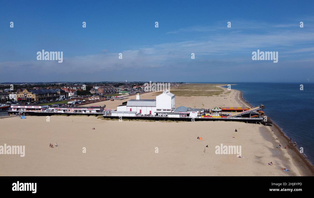 Great Yarmouth Britannia Pier Sommer Drohne Luftaufnahme Stockfoto