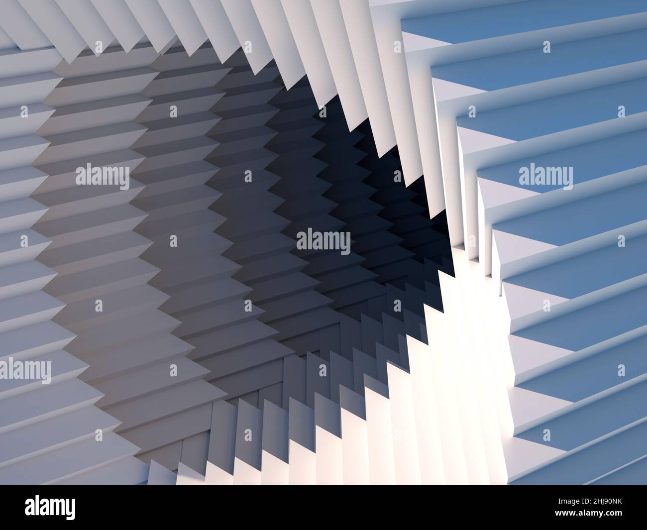 Abstrakter parametrischer Architekturhintergrund mit dunkler Rundlochstruktur. 3D Rendering-Illustration Stockfoto