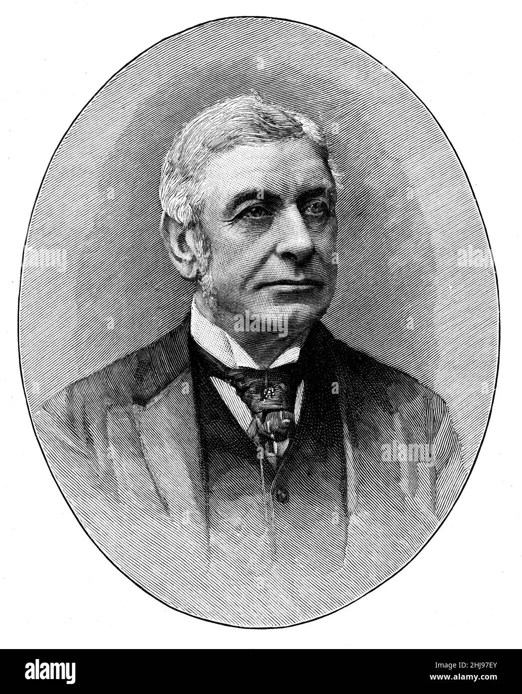 Schwarz-Weiß-Illustration; Porträt des rechten ehrenwerten John William Mellor, MP. Englischer Anwalt und Politiker der Liberalen Partei Stockfoto
