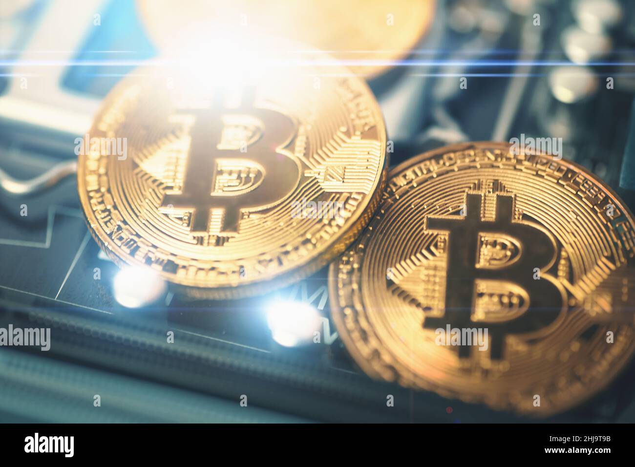 Kryptowährung. Bitcoin Web Money Investing Konzept. Dezentrales elektronisches Geld. Stockfoto