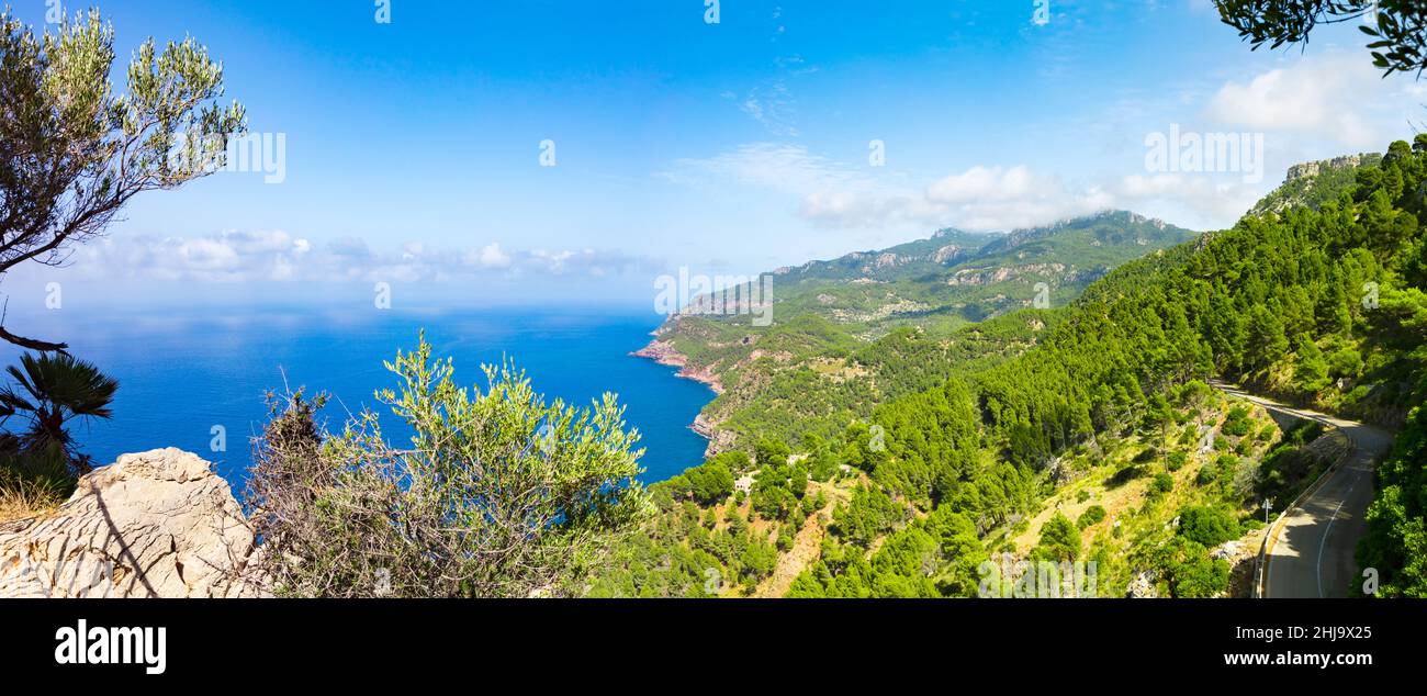 Panorama von steilen Kosten gesehen von Mirador de Ricardo Roca, Mallorca, Spanien Stockfoto