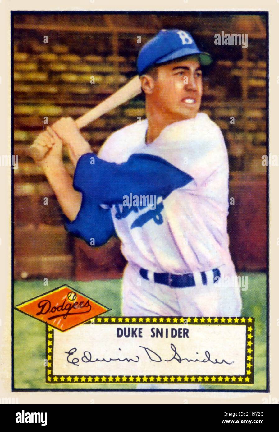 Duke Snider, 1952 Topps Baseballkarte. Stockfoto