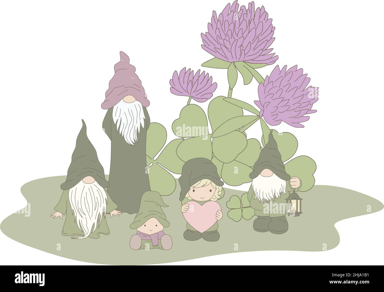 schamrock Blume Zwerge Stock Vektor