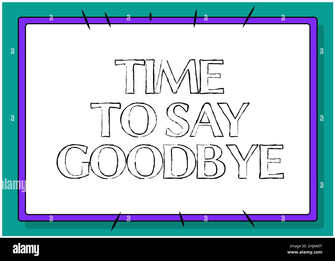 Zeichen, das die Zeit anzeigt, Auf Wiedersehen zu sagen. Wort für Abschied Parting Sendoff Abfahrt Ausfahrt Leavetaking Line illustrierte Hintergründe mit verschiedenen Formen und Stockfoto