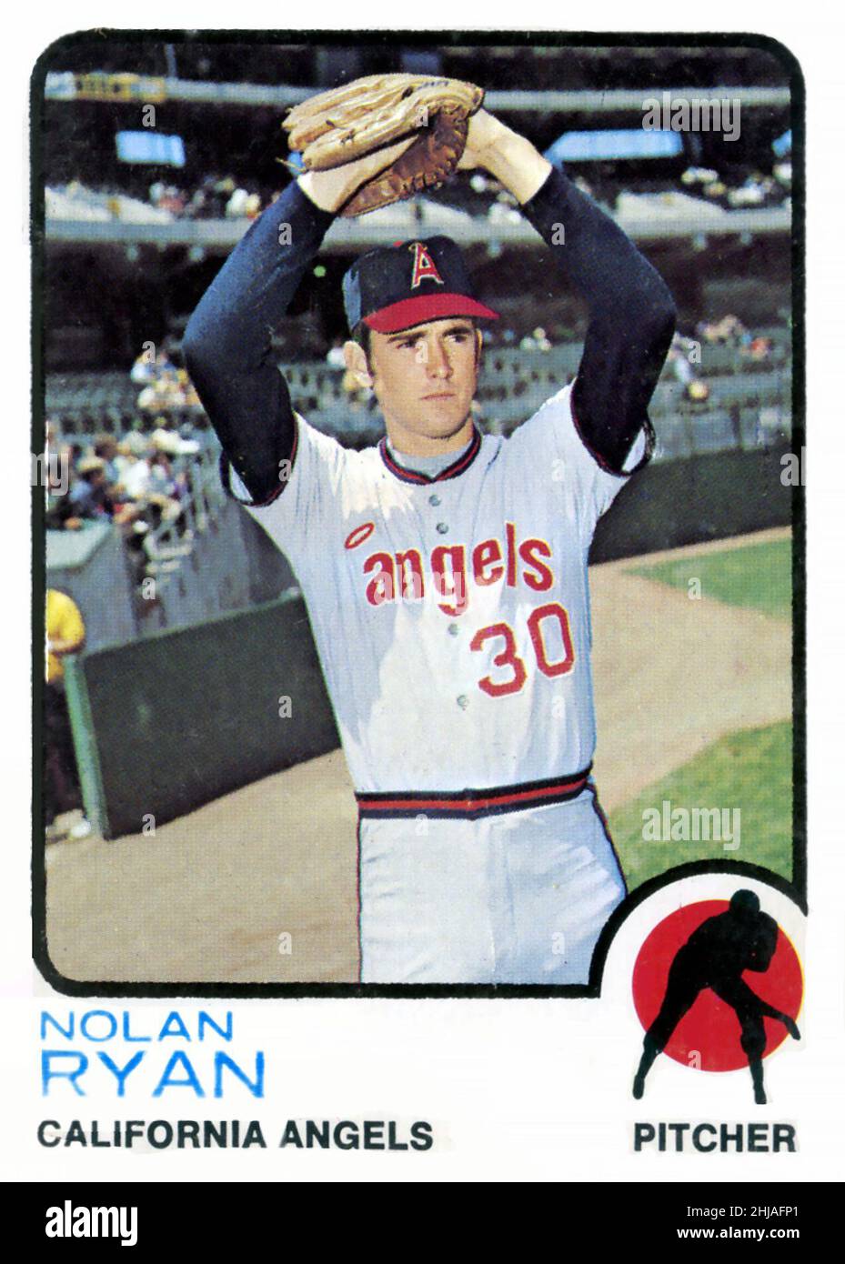 Eine 1973 Topps Baseballkarte mit Nolan Ryan und den California Angels Stockfoto