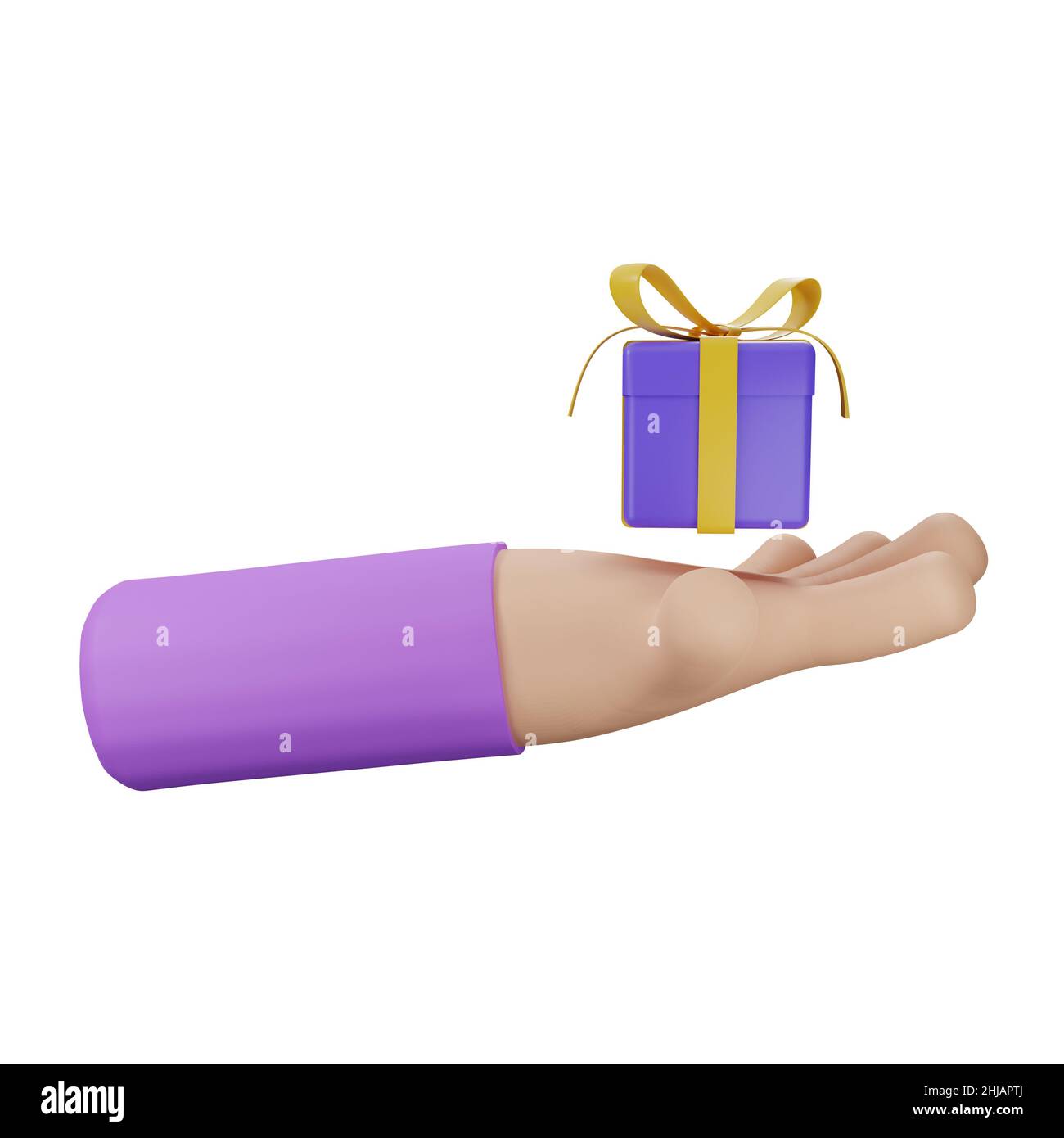3D Rendering Hand mit Geschenkkonzept Stockfoto