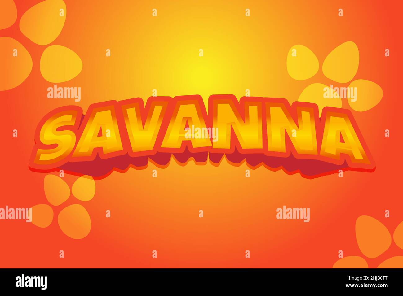 Editierbarer Savanna-Texteffekt, Wörter und Schriftart können geändert werden Stock Vektor