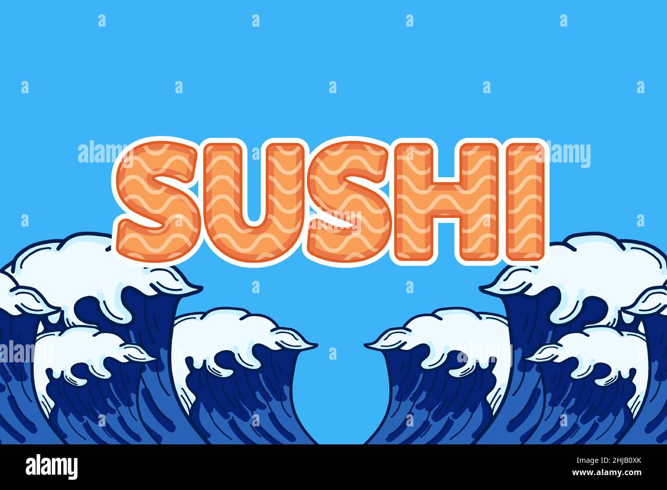 Editierbarer Sushi-Texteffekt, Wörter und Schriftart können geändert werden Stock Vektor