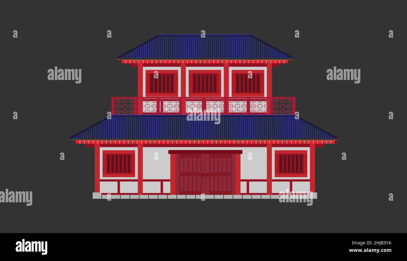 Front of china House minimal Stil. Building Geschichte Urlaub Kategorie. Stock Vektor