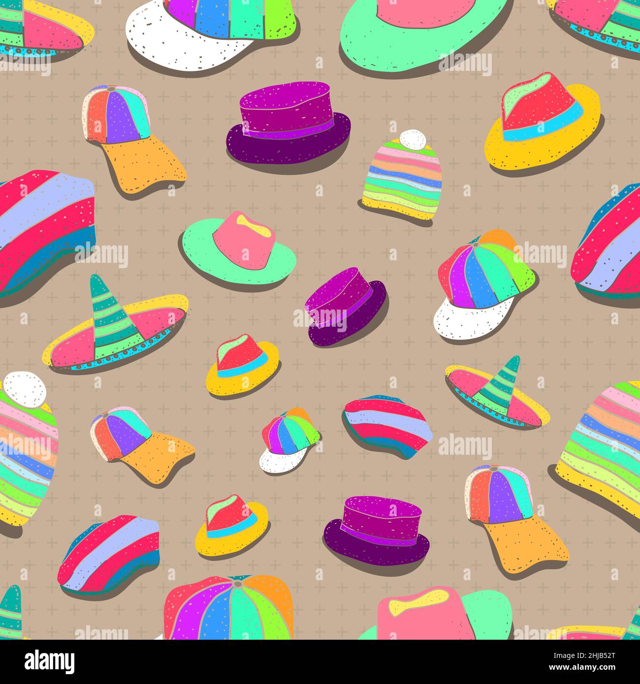 Muster nahtlose Satz von Hut Kopfbedeckung Turban. Bunte Zeichnung Design-Stil. vektor Illustration EPS10 Stock Vektor