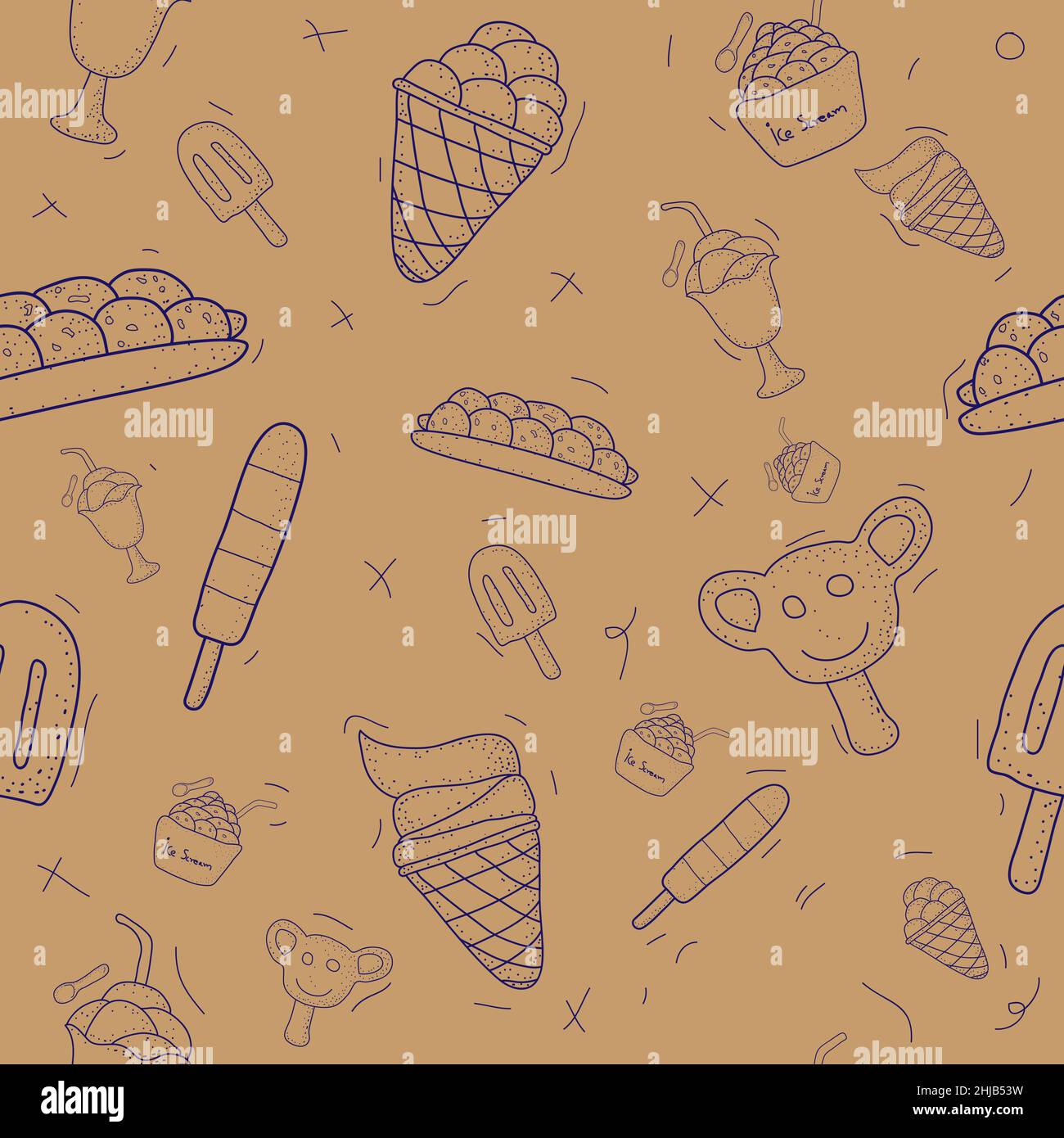 Muster nahtlose Satz von Eis. doodle Design-Stil. vektor-Illustration EPS10 Stock Vektor