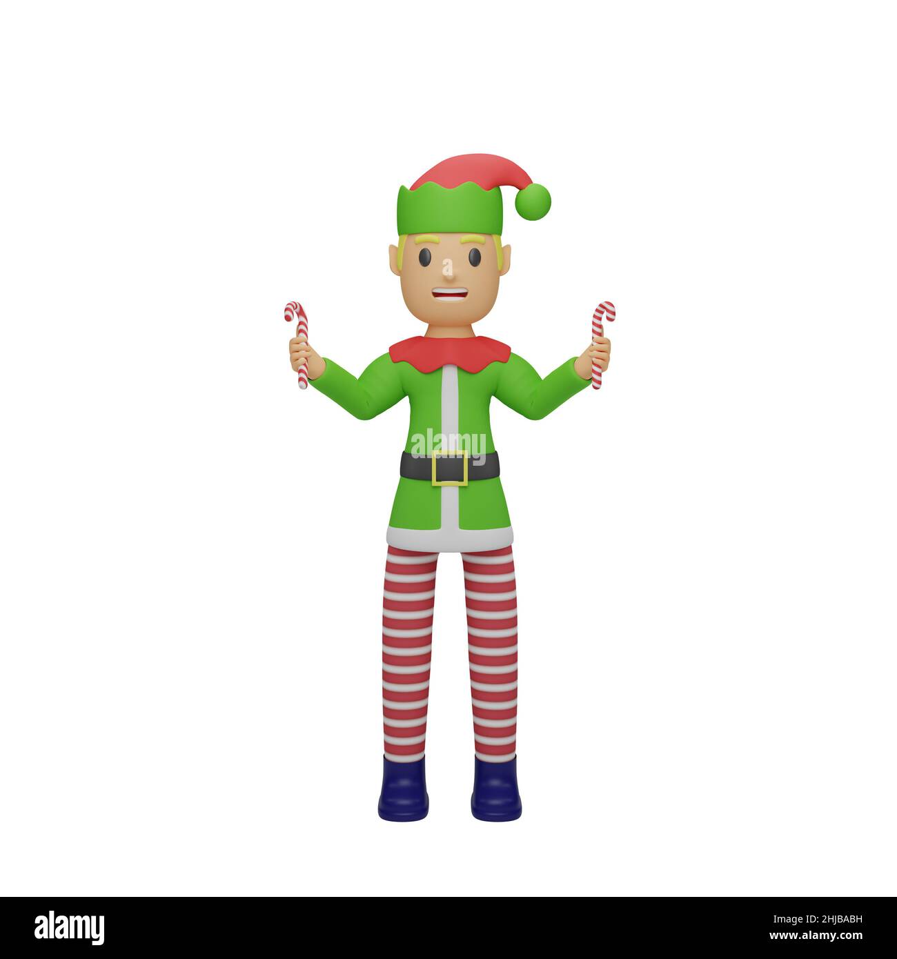 3D Darstellung von santa Elves Charakter mit weihnachten und Neujahr Konzept Stockfoto