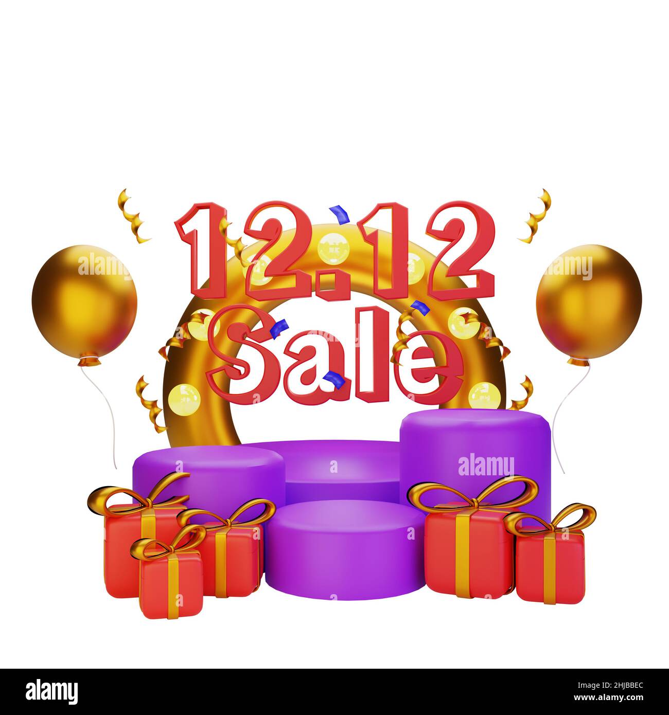 3D Rendering Podium 12,12 Verkauf Stockfoto