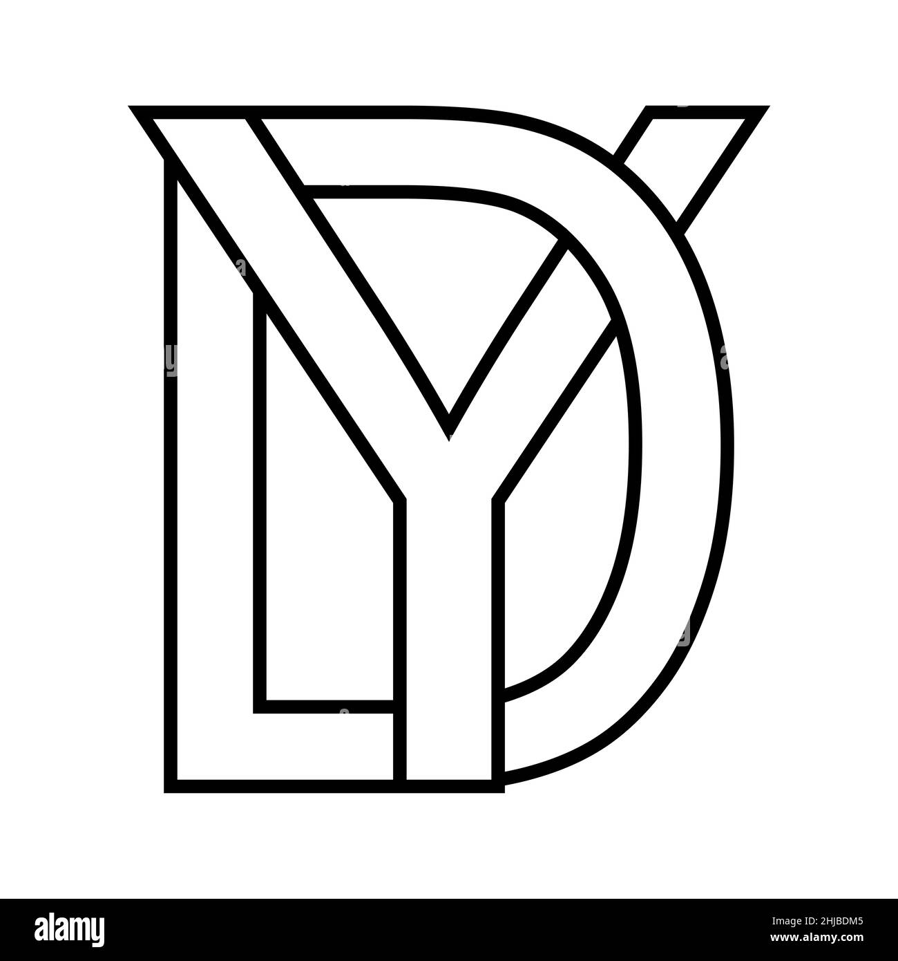 Logo-Zeichen dy yd Symbol, nft dy interlaced Buchstaben d y Stock Vektor