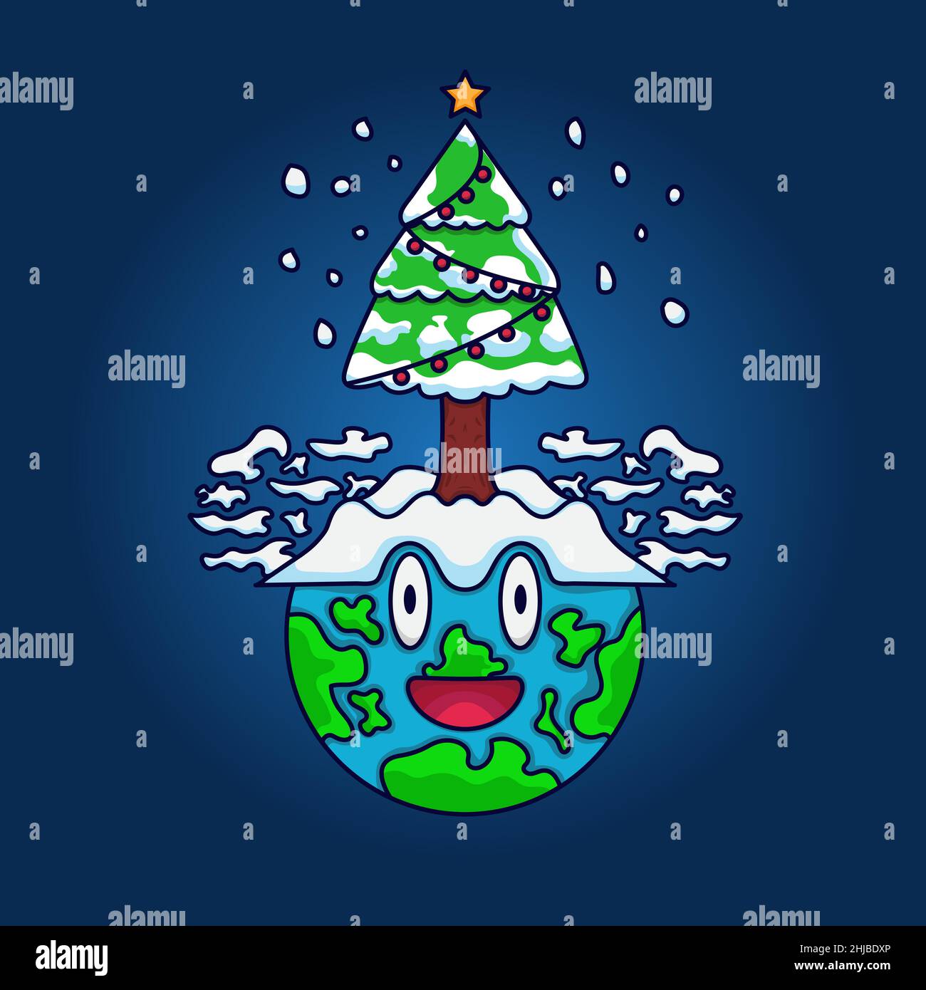 Vector Earth Illustrationen feiern wieder weihnachten .flat Illustration Stock Vektor