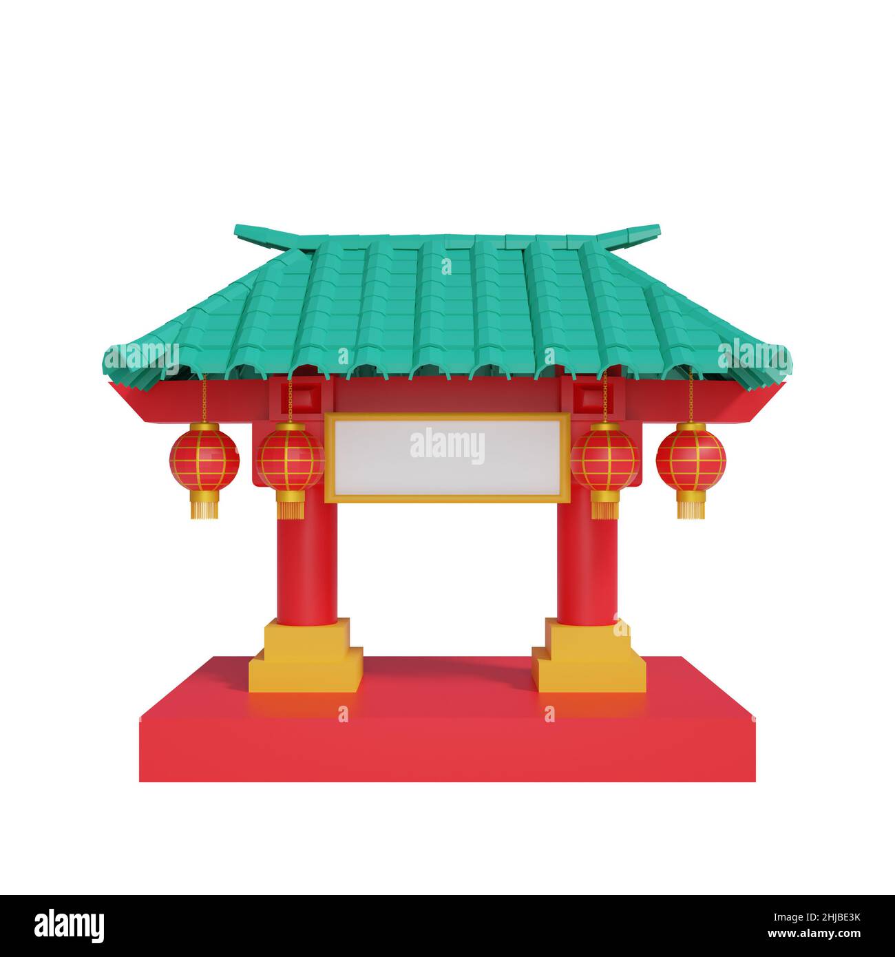 3D Darstellung des chinesischen Neujahrs-Konzepts für Tempel Stockfoto