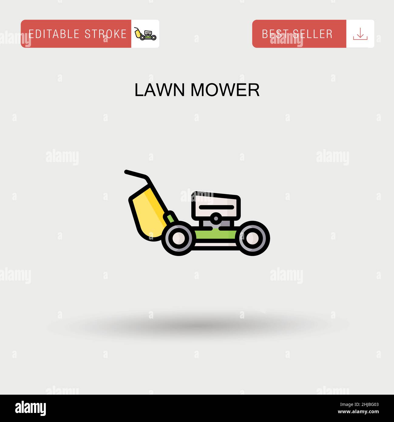 Einfaches Vektorsymbol für Rasenmäher. Stock Vektor