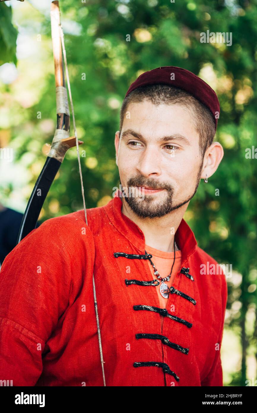 Teilnehmer des Festivals der mittelalterlichen Kultur Unser Grunwald Stockfoto