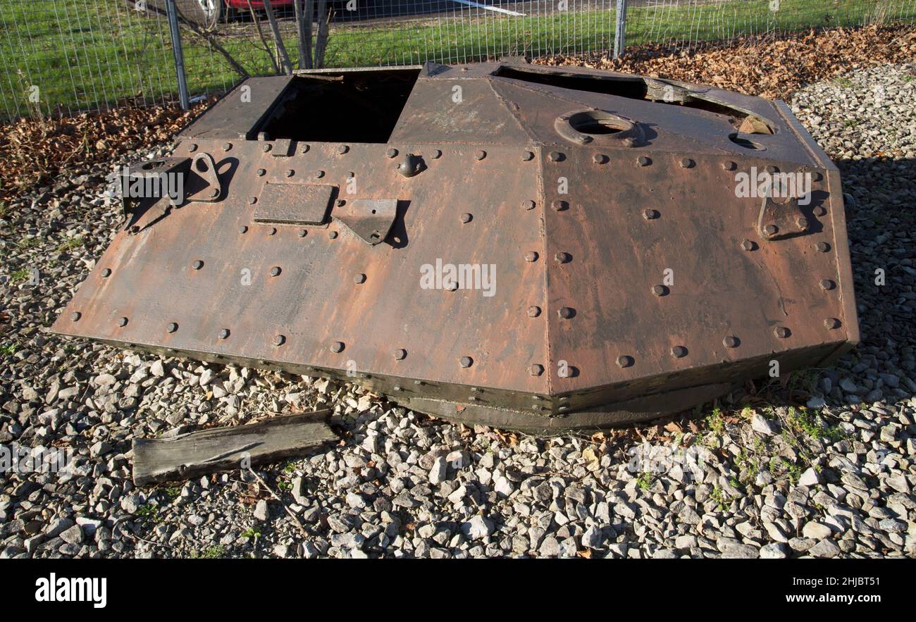 A15 Crusader MKIII Panzerturm aus Tank Nummer T127020, Bovington Tank Museum, Dorset, Großbritannien Stockfoto