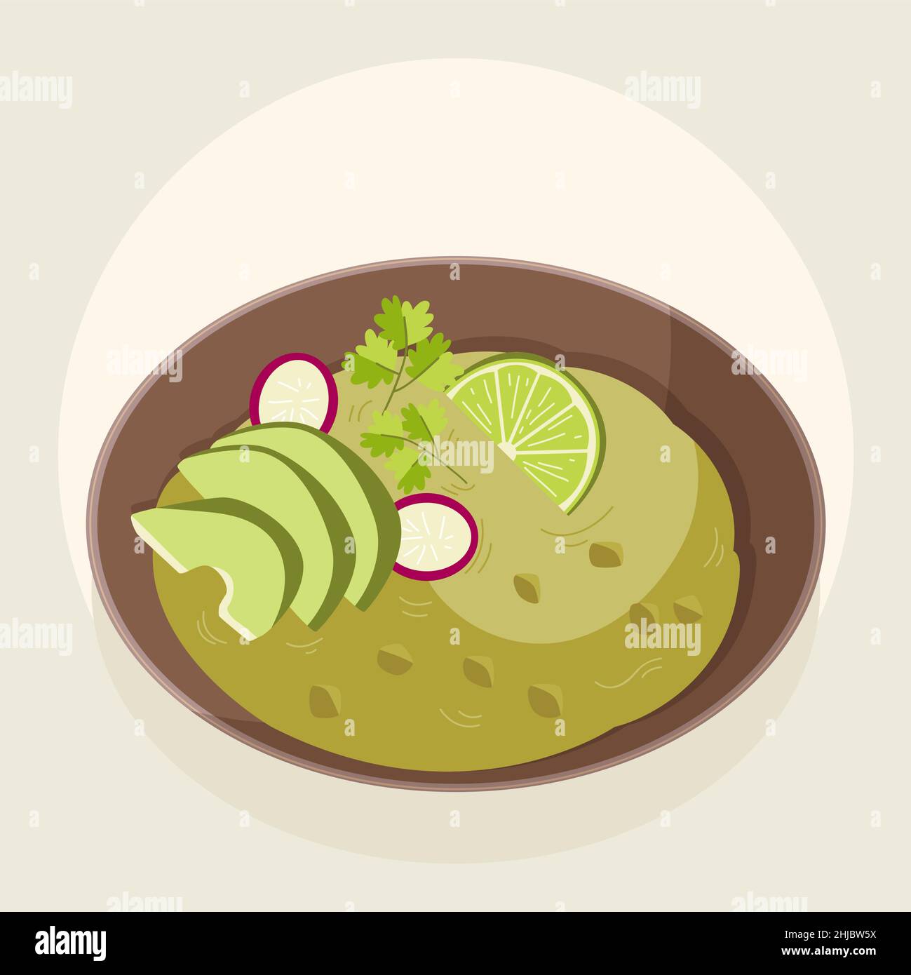 Handgezeichnete köstliche Pozole Illustration Vektor Illustration. Stock Vektor