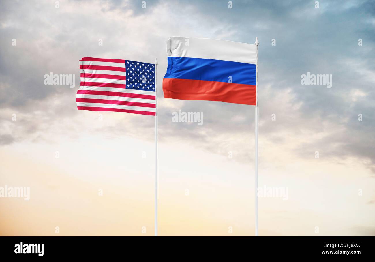 Die Verhandlungen zwischen den USA und Russland bringen wenig Fortschritte bei der Diffusion der Spannungen in der Ukraine Stockfoto