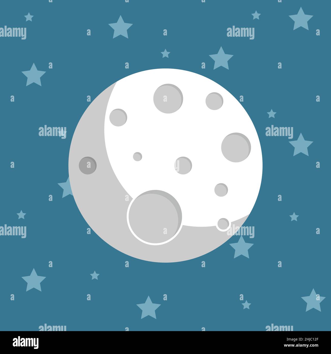 Planet im Weltraum in flachem Stil. Vektor-Illustration von Mond und Sternen auf isoliertem Hintergrund. Astronomie unterzeichnen Geschäftskonzept. Stock Vektor