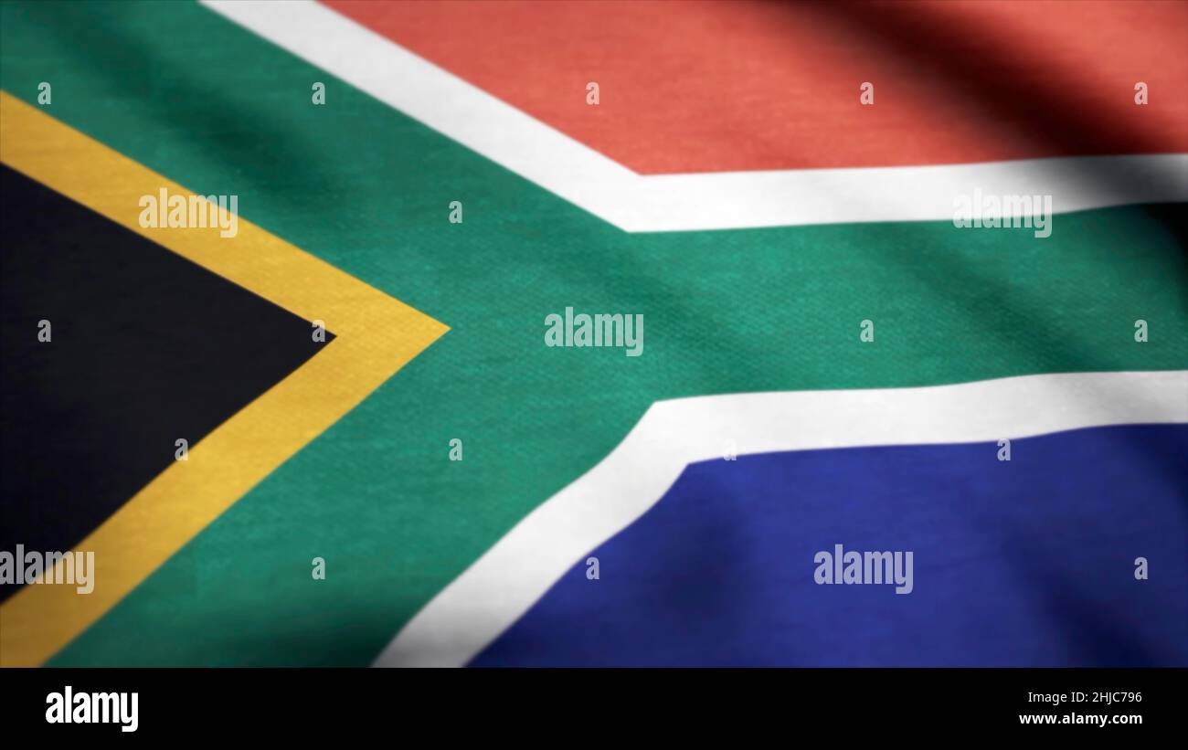 Die Flagge Südafrikas winkt sanft im Wind. Südafrika Land Flagge Animation Stock Footage. Stockfoto