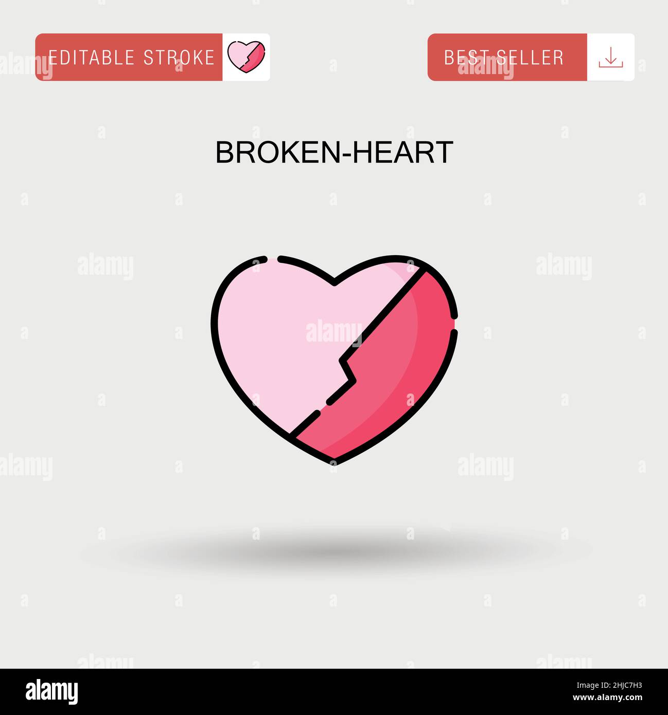 Einfaches Vektorsymbol für gebrochenes Herz. Stock Vektor