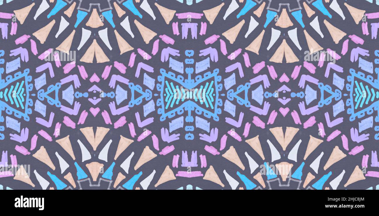 Nahtloses Aquarell-Dreiecke-Muster. Handgezeichnetes geometrisches Mosaik. Stockfoto