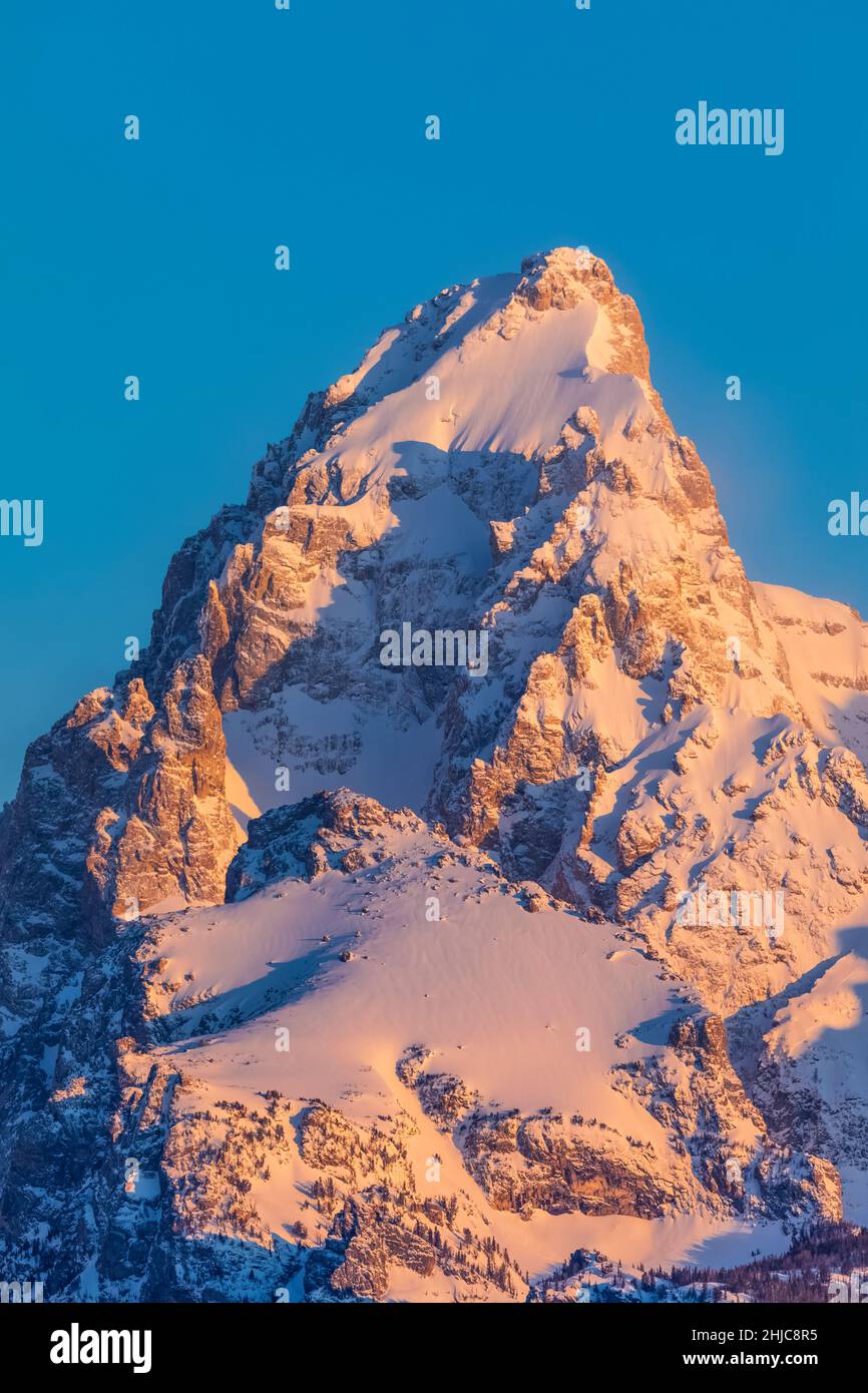 Schneebedeckter Grand Teton in der Grand Teton Range im Grand Teton National Park, Wyoming, USA Stockfoto