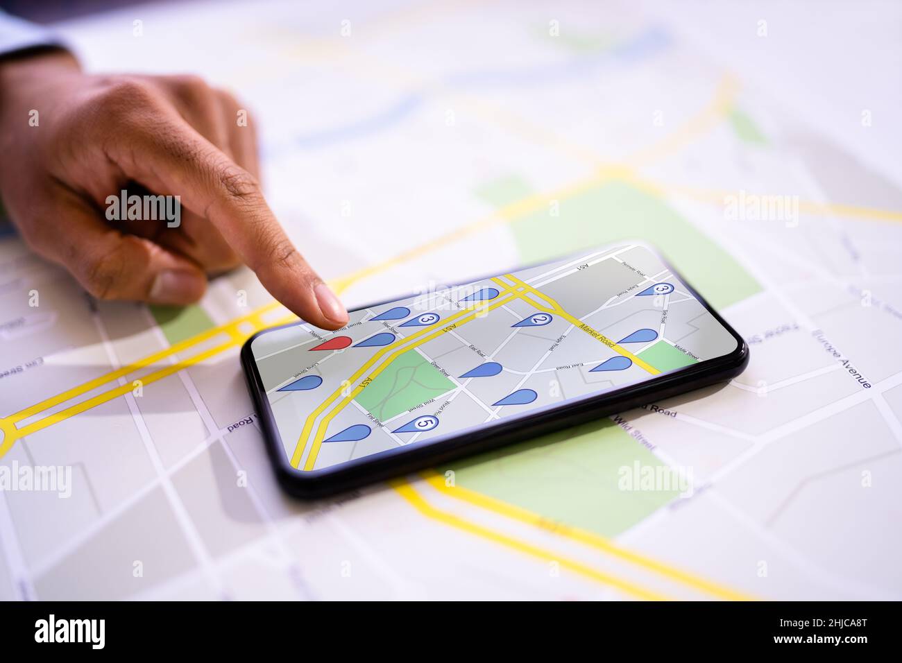 Lokale City Map Locator Pin Marker Suche Stockfoto