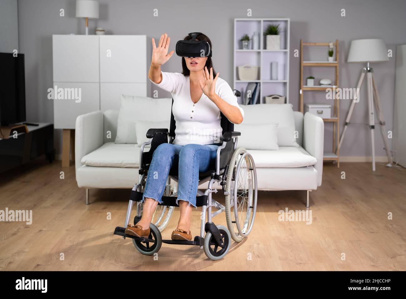 Virtual Reality Therapie Spiel in VR-Headset Stockfoto