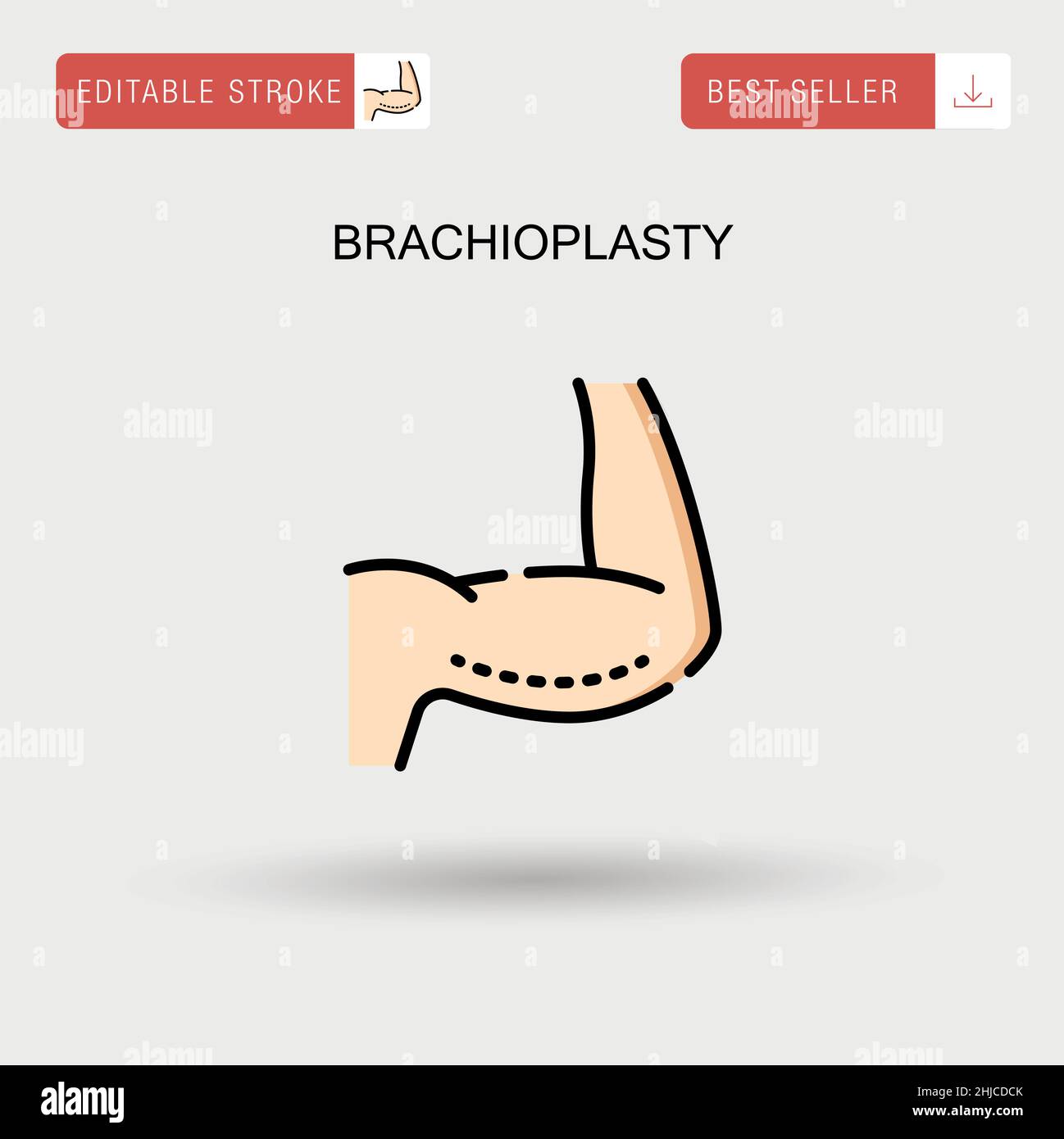 Einfaches Vektorsymbol für die Brachioplastik. Stock Vektor