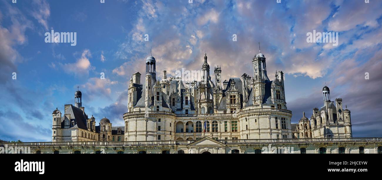 Das Château de Chambord, Centre-Val de Loire. Ein französisches Renaissanceschloss (1519–1547). Chambord ist die größte château im Loire-Tal; es war Stockfoto