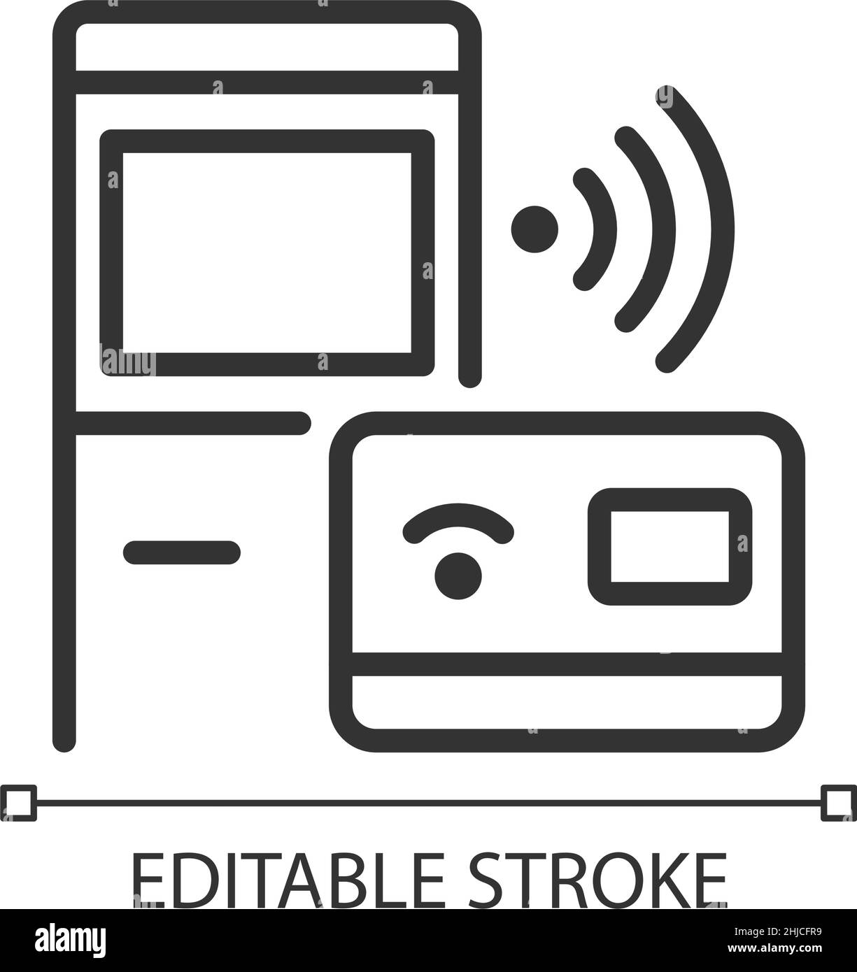 Self-Checkout-Kiosk Pixel perfekte lineare Symbol Stock Vektor