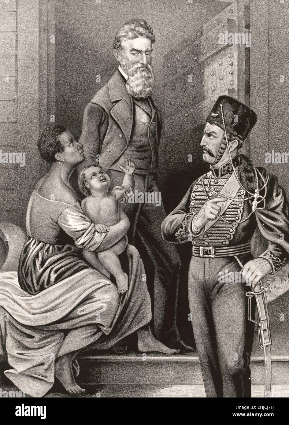 „John Brown, der Märtyrer“, Currier & Ives, um 1870. John Brown (1800-1859) war ein amerikanischer revolutionärer Abolitionist, der 1856 das Pottawatomie-Massaker und 1859 den erfolglosen Überfall auf Harpers Ferry anführte. Später in diesem Jahr wurde er wegen Verrats, Mord und Verschwörung angeklagt und hingerichtet. Print ursprünglich veröffentlicht um 1870. Stockfoto